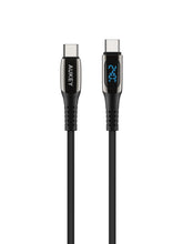 Load image into Gallery viewer, Aukey CB-DCC244 Impulse 240W 2m Fast Charging Fast Data Transfer DTY Braided USB-C to USB-C Cable with Built in LCD Display