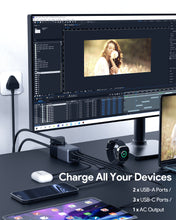 Load image into Gallery viewer, Aukey PU-A3 PowerHub 75W Power Strip with 1 AC Outlet & 5 USB Ports- Black