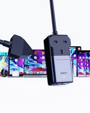 Load image into Gallery viewer, Aukey PU-A3 PowerHub 75W Power Strip with 1 AC Outlet & 5 USB Ports- Black