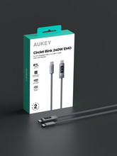 Load image into Gallery viewer, Aukey CB-DCC245 / CB-DCC246 Circlet Bink 240W EMO 1m / 2m DTY Braided USB-C to USB-C Cable w/ LED Display