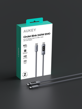 Load image into Gallery viewer, Aukey CB-DCC245 / CB-DCC246 Circlet Bink 240W EMO 1m / 2m DTY Braided USB-C to USB-C Cable w/ LED Display
