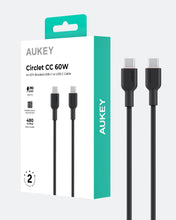 Load image into Gallery viewer, AUKEY CB-DCC67 60W Circlet CC Fast Charging Fast Data Transfer USB-C to USB-C 1m DTY Braided Cable