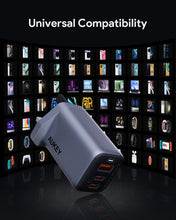 Load image into Gallery viewer, Aukey PA-B6U Omnia II Mix 67W UFCS 3-Port Wall Charger with GaNFast Tech - Gray