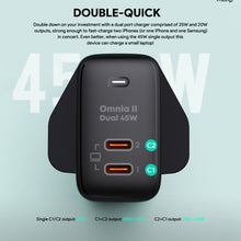 Load image into Gallery viewer, Aukey PA-B4T Omnia ll Dual-Port USB-C 45W PD Wall Charger with GaN Power Technology