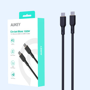 Aukey CB-SCC101/CB-SCC102 Circlet Blink 100W Silicone USB-C to USB-C Cable 1m/1.8m