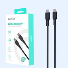 Load image into Gallery viewer, Aukey CB-SCC241/CB-SCC242 Circlet Blink 240W Silicone USB-C to USB-C Cable 1m/1.8m - Black