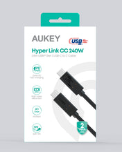 Load image into Gallery viewer, Aukey CB-TCC241 Hyper Link CC 240W USB4 Gen 3 USB-C to C Cable 0.8m - Black
