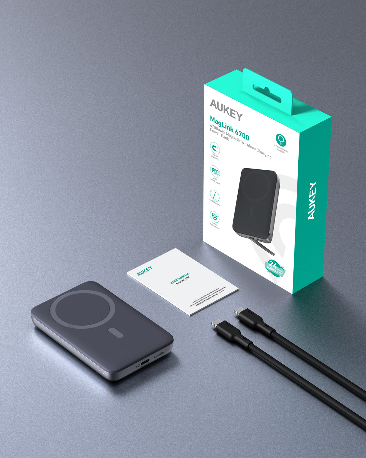 AUKEY PB-MS01 MagLynk 6700mAh Magnetic Wireless Charging Power