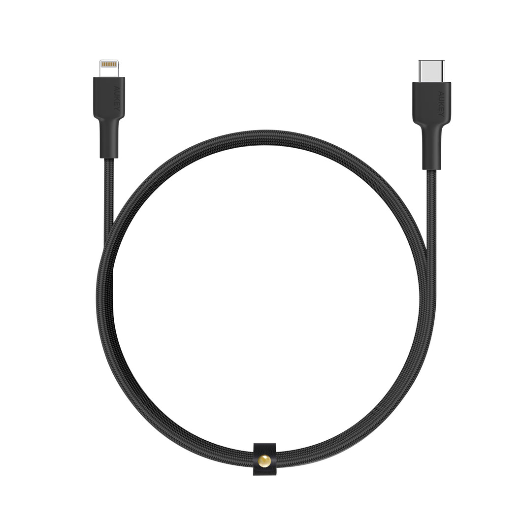 CB-CL1 USB C to Lightning Cable Nylon Braided 1M, Black