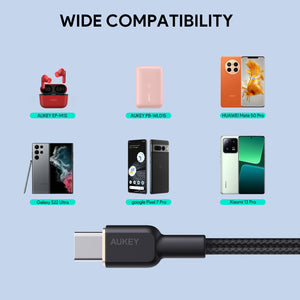 Aukey CB-NAC1 / CB-NAC2 Circlet Nylon braided USB-A to USB-C Cable (1m/1.8m)