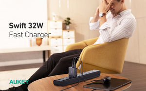 PA-F3S 32W Swift Series PD Dual USB-C & USB-A Wall Charger