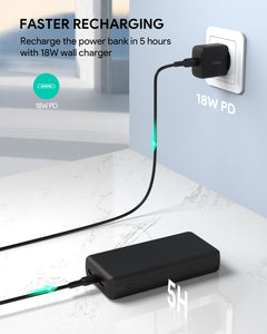 AUKEY PB-N93 Basix Plus ll 22.5W 20000mAh Ultra Slim USB C Power Bank